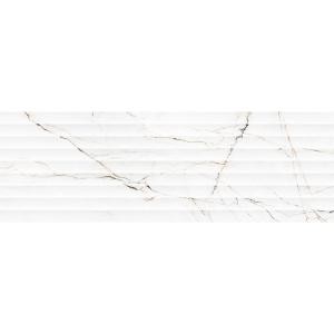 Настенная плитка Pamesa С0004755 Torano Brillo Relief 33.3x100 белая глянцевая рельефная под мрамор / полосы