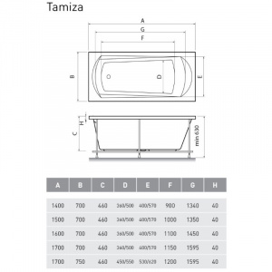 Акриловая ванна 170х75 см Relisan Tamiza GL000011626