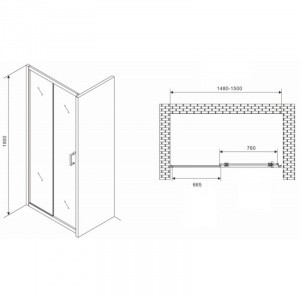 Душевая дверь 150 см Abber Schwarzer Diamant AG30150B5 прозрачное