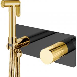 Гигиенический душ со смесителем Boheme Stick 127-BG Черный матовый Золото