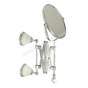 OLIVIA Зеркало оптич-е пантограф d18xh40x60 см.(3Х) настен.керамика белая, хром/17490