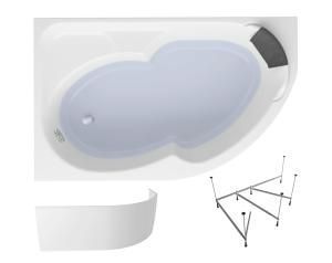 Комплект 4 в 1 Lavinia Boho Grance Hill S2-370317PL, акриловая ванна 170x105 см (левый разворот), усиленный металлический каркас, подголовник, лицевой экран