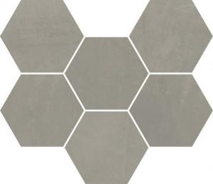 Мозаика Italon 620110000189 Континуум Айрон Гексагон / Continuum Iron Mosaico Hexagon 25x29 серая натуральная под бетон