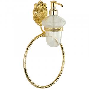 Дозатор для жидкого мыла с кольцом для полотенец Migliore Cleopatra 16683 Золото