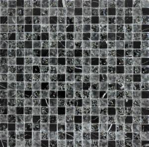 Мозаика Q-Stones 78794278 QSG-028-15/8 30.5x30.5 серая / черная глянцевая под камень