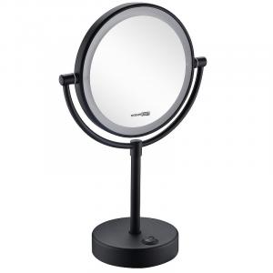 Косметическое зеркало WasserKRAFT K-1005BLACK с подсветкой с увеличением Черное матовое