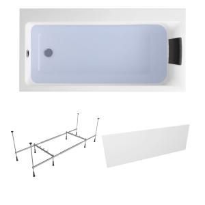 Комплект 4 в 1 Lavinia Boho Catani S2-371217PL, акриловая ванна 170x80 см (левый разворот), усиленный металлический каркас с монтажным набором, мягкий силиконовый подголовник, лицевой экран
