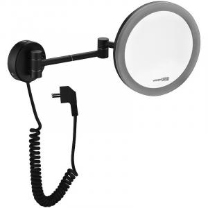 Косметическое зеркало WasserKRAFT K-1004BLACK с подсветкой с увеличением Черное матовое