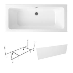 Комплект 3 в 1 Lavinia Boho Pure S2-37100075, акриловая ванна 170x75 см, усиленный металлический каркас с монтажным набором, лицевой экран