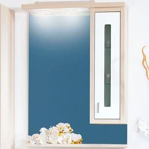 Зеркало со шкафом Бриклаер Бали 62 R 4627125412004 с подсветкой Светлая лиственница Белое глянцевое