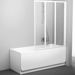 Шторка на ванну Ravak Behappy VS3 100 795P0100Z1 профиль Белый стекло Transparent