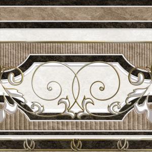 Декоративная плитка ALMA Ceramica DFU04KRN24R Kronos 60x60 коричневая / кремовая глянцевая с орнаментом