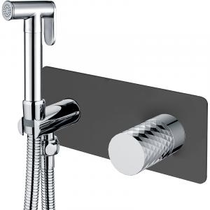 Гигиенический душ со смесителем Boheme Stick 127-BCR Черный матовый Хром