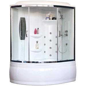 Душевой бокс Royal Bath ALP 150x100 RB150ALP-T-CH-R с гидромассажем стекло прозрачное задние стенки Белые
