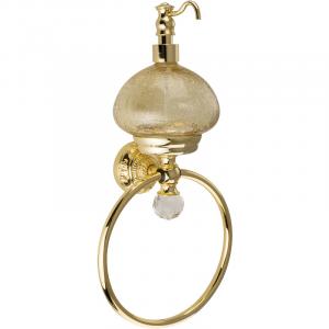 Дозатор для жидкого мыла с кольцом для полотенец Migliore Cristalia 16832 Золото с кристаллом Swarovski
