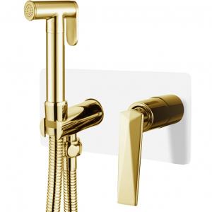 Гигиенический душ со смесителем Boheme Venturo 387-W Золото Белый