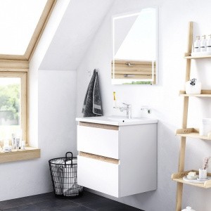 Комплект мебели для ванной со смесителем и аксессуарами AM.PM X-Joy 65 BK85GI подвесной Белый глянец