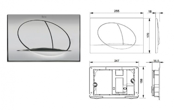 ПЭК: Roca MERIDIAN 480 мм унитаз + сиденье с микролифтом + инсталляция + кнопка