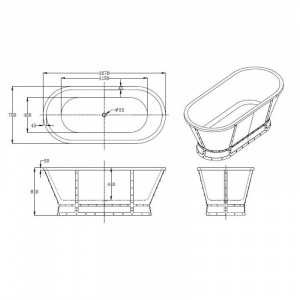 Акриловая ванна 167,6х78 см BelBagno BB35-CF36