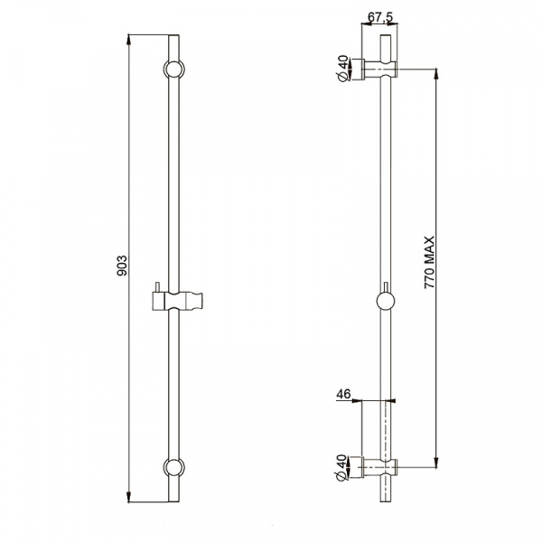 Душевая штанга Paini 50PZ129TTRI Черная матовая