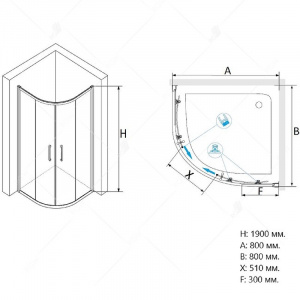 Душевой уголок RGW Passage PA-51 80х80 02085188-11 профиль Хром стекло прозрачное