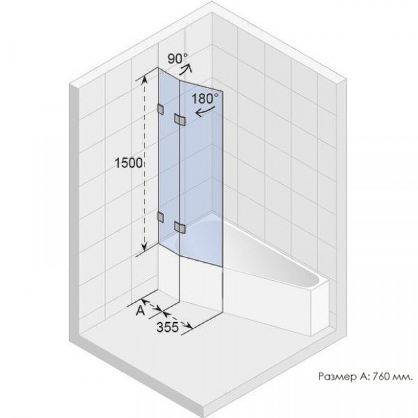 Шторка на ванну Riho VZ Scandic NXT X500 Geta 160 111 P G001166120 (GX00612C2) профиль Хром стекло прозрачное