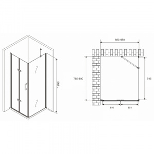 Душевой уголок Abber Zart 70x80 AG08070P-S81 профиль Хром стекло прозрачное