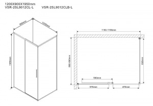 Душевой уголок Vincea Slim 120х90 VSR-2SL9012CLB-L профиль Черный матовый стекло прозрачное