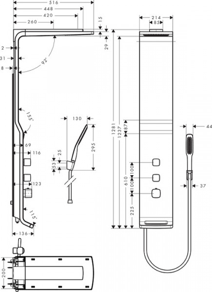 Душевая панель Hansgrohe Raindance 27008400 Белая Хром