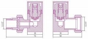 Вентиль 3D левый Сунержа (под шестигранник) G 1/2" НР х G 3/4" НГ 00-1406-1234