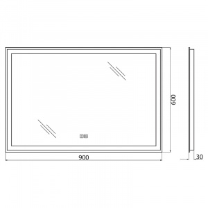 Зеркало BelBagno SPC-GRT-900-600-LED-TCH-WARM с подсветкой с подогревом с сенсорным выключателем