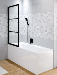 Шторка на ванну Riho Grid GB501 80 G004046121 (GBB5080001) L профиль Черный стекло прозрачное
