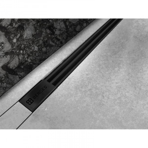 Желоб BERGES водосток напольный SUPER Slim 800 нержавеющая сталь, решетка  матовый черный, S-сифон D50/110 вертикальный