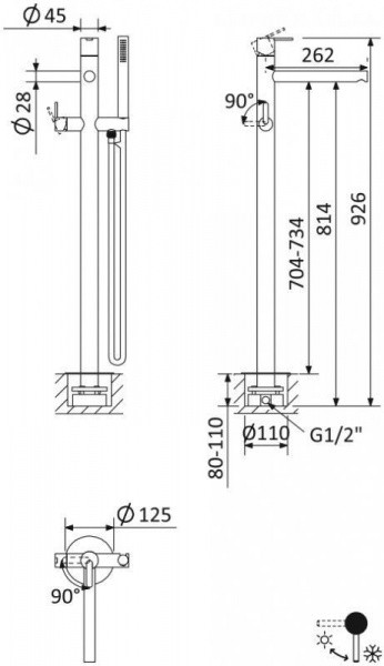 Смеситель напольный для ванны Cezares LEAF-VDP-01