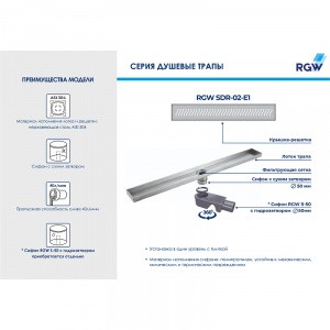 Душевой лоток RGW Shower Drain SDR-02-E1 21210280-01 с решеткой Хром
