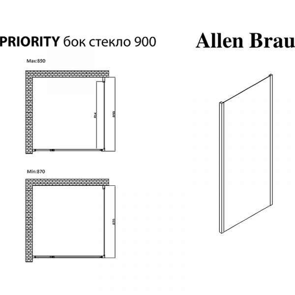 Душевая стенка Allen Brau Priority 90 3.31016.00 профиль Хром стекло прозрачное