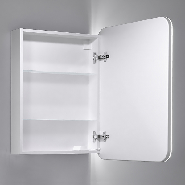 Зеркальный шкаф Jorno Modul 60 Mol.03.60/P/W/JR с подсветкой Белый