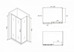 Душевой уголок Abber Schwarzer Diamant 120х70 AG30120B-S70B профиль Черный стекло прозрачное