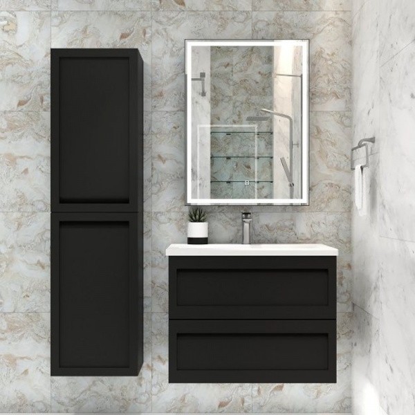 Зеркальный шкаф 60х80 см черный матовый Art&Max Techno AM-Tec-600-800-1D-DS-F-Nero