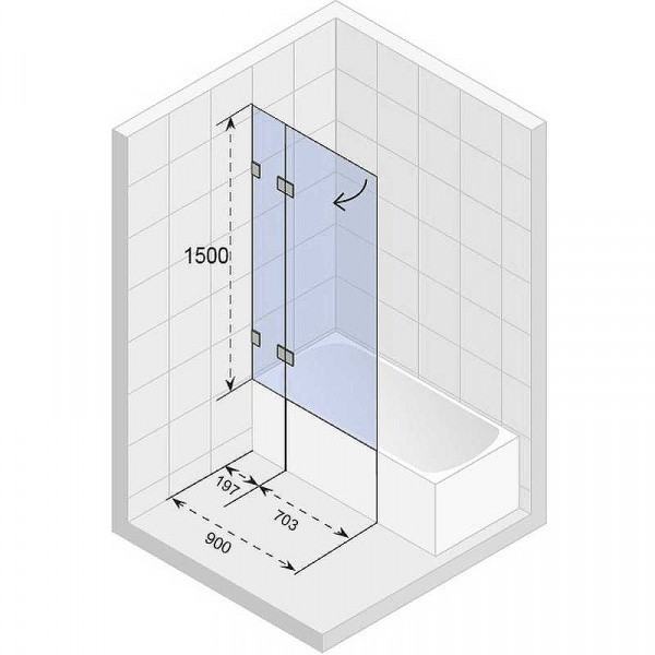 Шторка на ванну Riho VZ Scandic NXT X109 90x150 L G001145120 (GX00192C1) профиль Хром стекло прозрачное