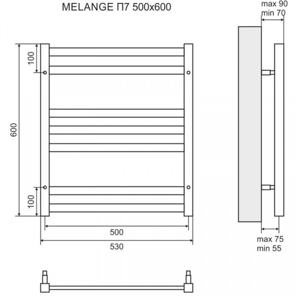 Полотенцесушитель электрический 600х500 ТЭН левый/правый Lemark Melange П7 LM49607E