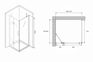 Душевой уголок Abber Zart 100x80 AG08100-S81 профиль Хром стекло прозрачное