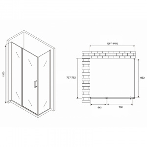 Душевой уголок Abber Sonnenstrand 140х75 AG04140S-S75 профиль Хром стекло прозрачное