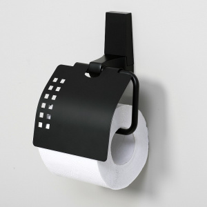 Держатель для туалетной бумаги WasserKRAFT Abens K-3225 с крышкой Черный матовый