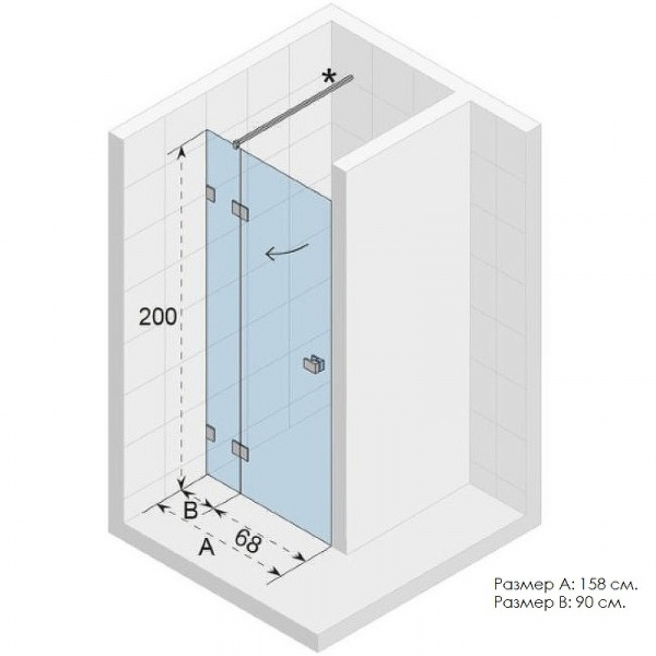 Душевая дверь Riho SZ Scandic NXT  X104 158 P G001030120 (GX00705C2) профиль Хром стекло прозрачное