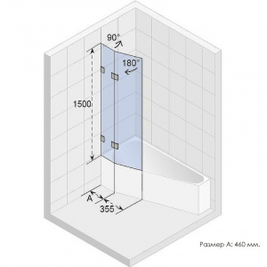 Шторка на ванну Riho VZ Scandic NXT X500 Delta 81 L G001169120 (GX00632C1) профиль Хром стекло прозрачное