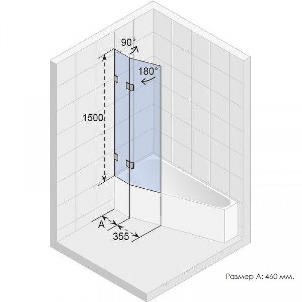 Шторка на ванну Riho VZ Scandic NXT X500 Delta 81 L G001169120 (GX00632C1) профиль Хром стекло прозрачное