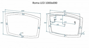 Зеркало Art&Max Roma AM-Rom-1000-700-DS-F с подсветкой с сенсорным выключателем