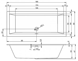 Акриловая ванна Riho Rething Cubic 190х80 B108001005 (BR1000500000000) без гидромассажа