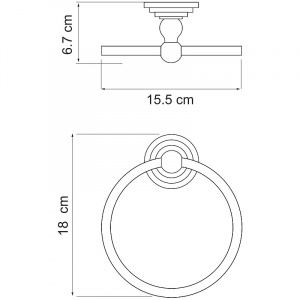 Кольцо для полотенец WasserKRAFT Ammer K-7060 Хром матовый